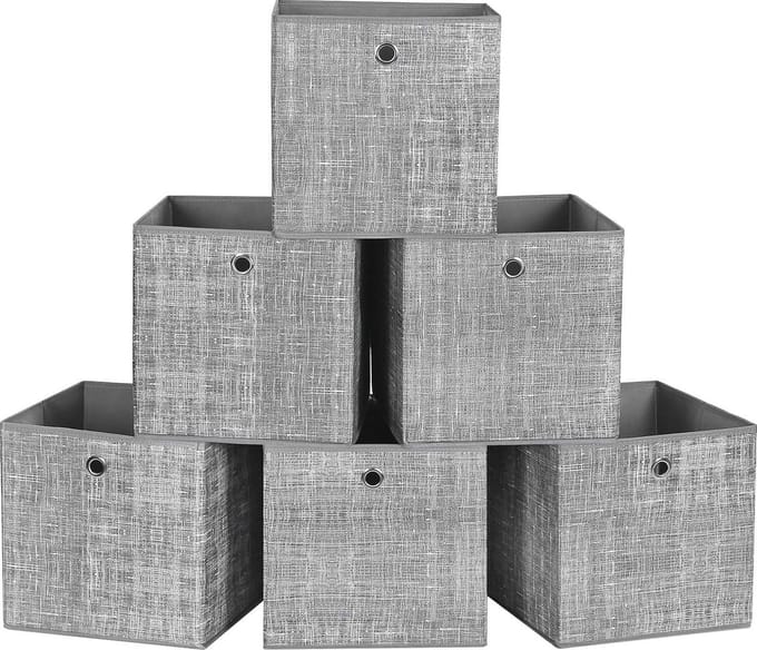 Opvouwbare opbergdozen voor speelgoed en kleding - 6 stuks, 30x30 cm, grijs gemêleerd