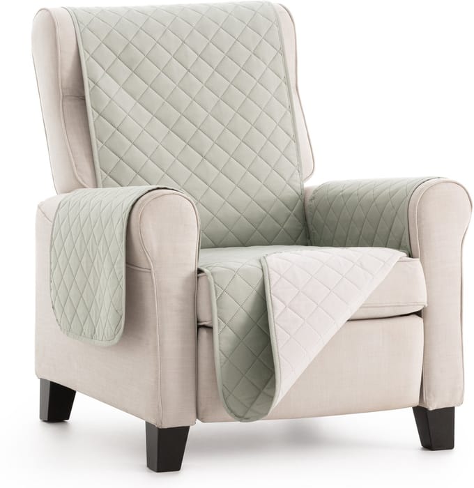 Belmarti® Fauteuilbeschermer Duo - 55cm breed - Saliegroen-Ivoor - Premium kwaliteit - Omkeerbaar - Antislip Onderkant - Huisdiervriendelijk - Zacht microvezel