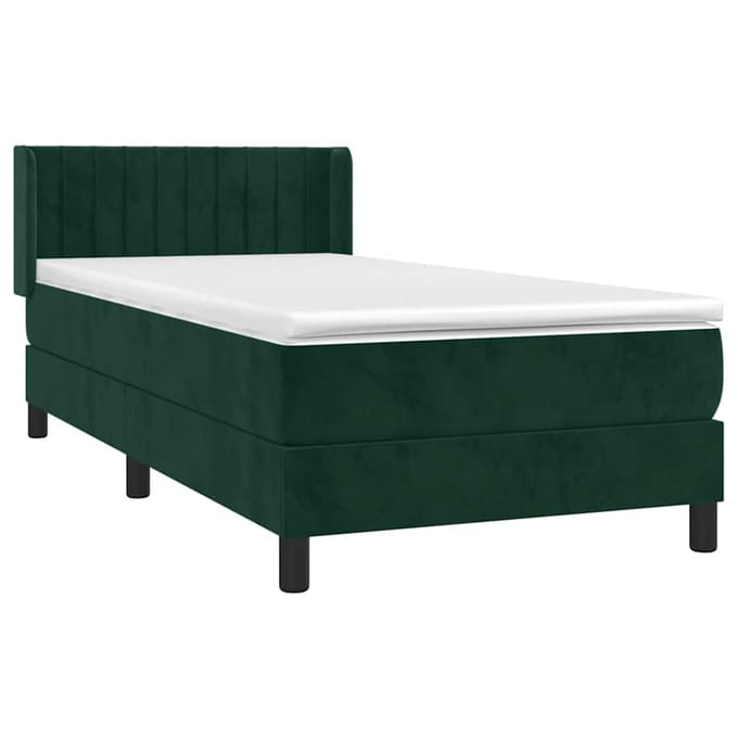 vidaXL - Boxspring - met - matras - fluweel - donkergroen - 100x200 - cm