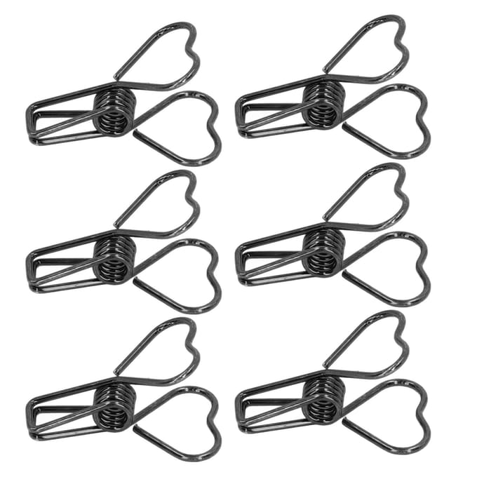 Lot de 100 pinces à reliure creuses en métal en forme de cœur pour documents et certificats de bureau noir