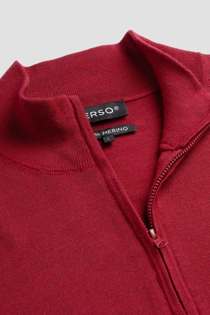 MERSO Zip-Up – Merino Vest – 100% Merino Wol – Ember Red