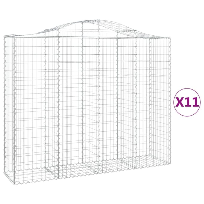 vidaXL - Schanskorven - 11 - st - gewelfd - 200x50x160/180 - cm - ijzer
