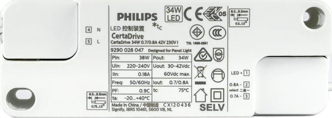 Philips Certadrive - LED Driver 28W - 700mA - Flikkervrij - DC connector - Energiezuinig