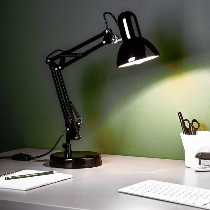 Brilliant Henry bureaulamp, zwart, hoogte 50 cm, verstelbaar