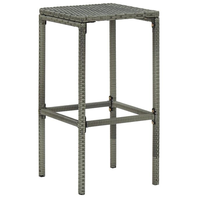 vidaXL - Barkrukken - met - kussens - 2 - st - poly - rattan - grijs