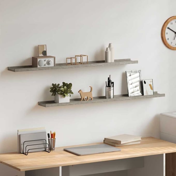 vidaXL - Wandschappen - 2 - st - 100x9x3 - cm - betongrijs