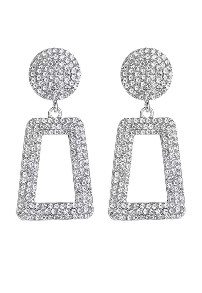 Margot Bardot Triangle Cadre Drop Oorbellen Silver