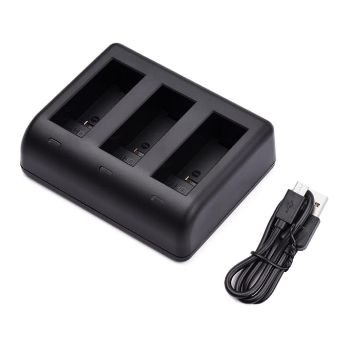 Actiecamera-batterijlader 3-slots snel opladen met vervanging van micro-USB en TypeC-ingang voor zwart