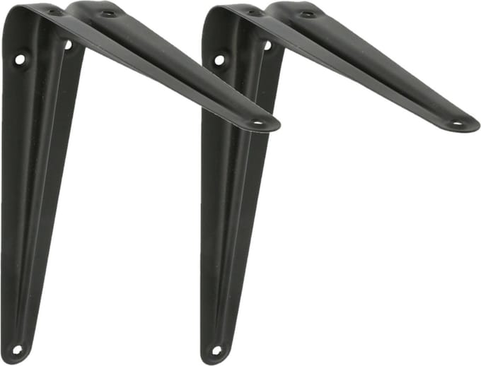 AMIG Plankdrager/planksteun van metaal - 2x - gelakt zwart - H200 x B150 mm
