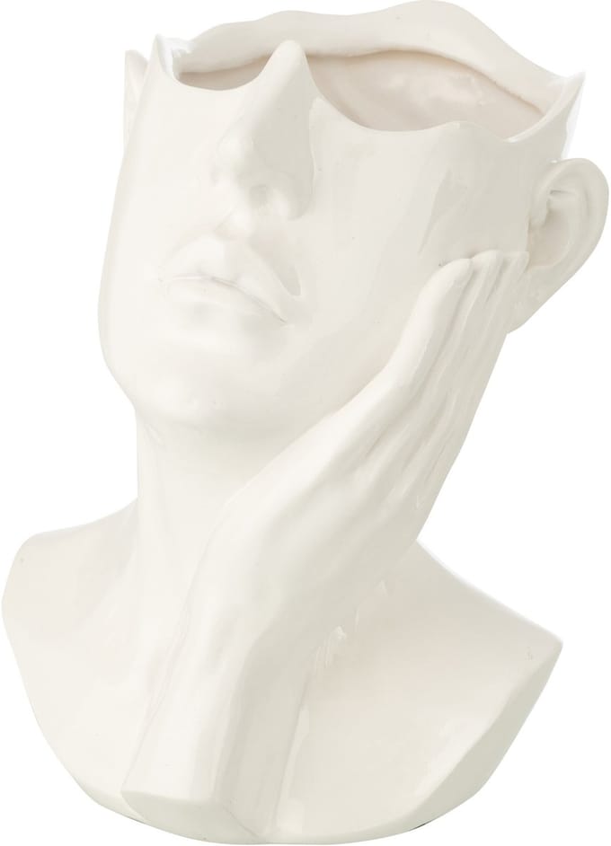 J-Line bloempot Vrouw - polyresin - wit