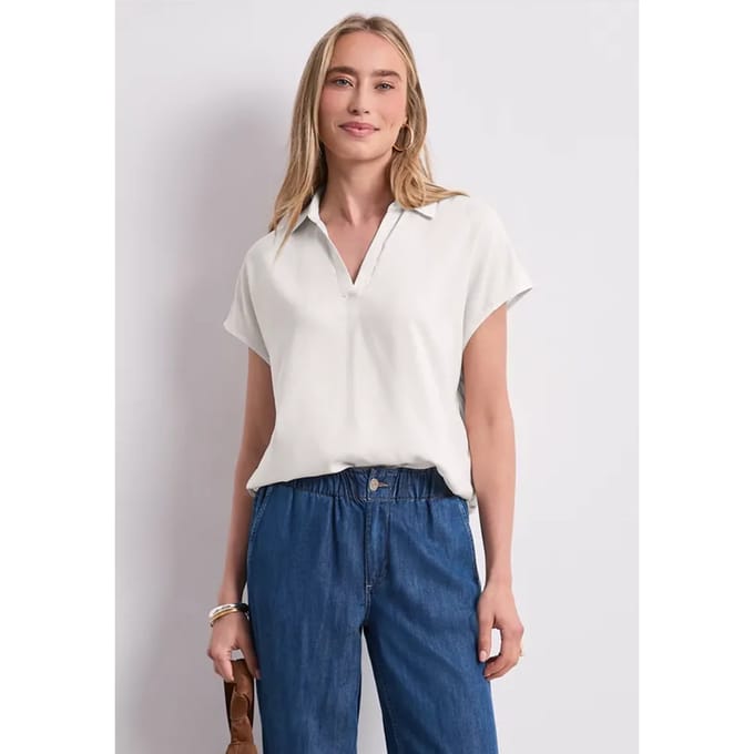 Blouseshirt met overhemdkraag en elastische zoom