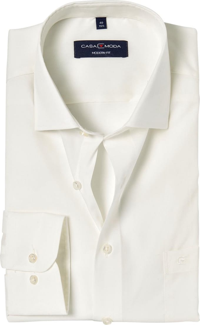 Casa Moda Modern Fit overhemd - mouwlengte 7 - beige / off white - boordmaat 45