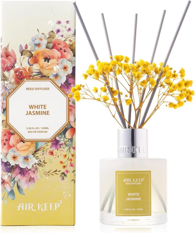 Aroma Diffuser Witte Jasmijn - Geurstokjes & Luchtverfrisser voor Huis en Badkamer (100 ml)