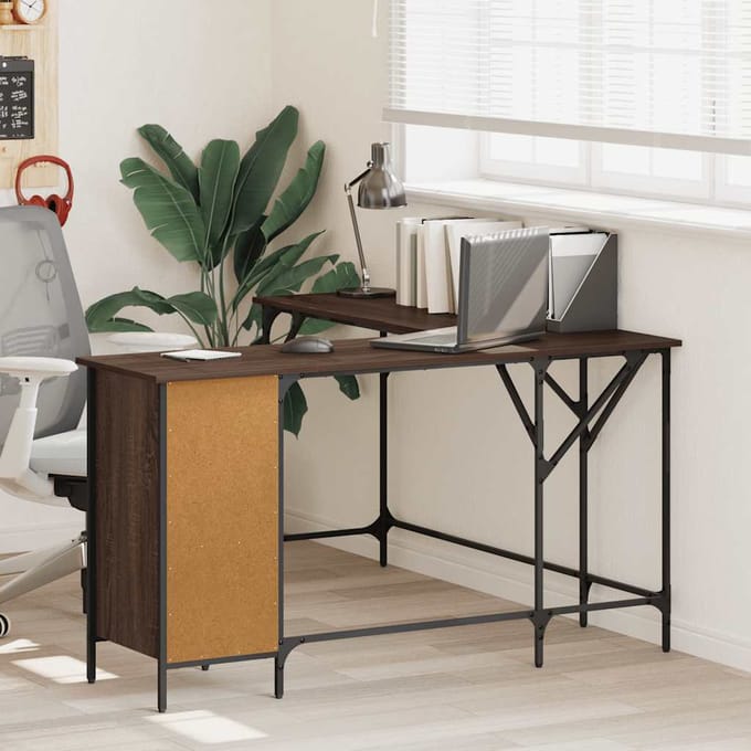 vidaXL - Bureau - 141x141x75 - cm - bewerkt - hout - bruin - eikenkleur