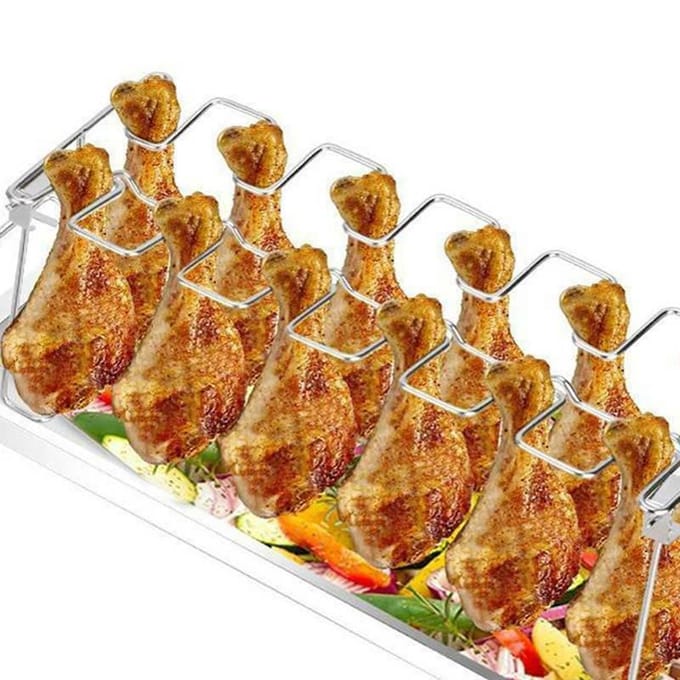 Kiphouder Rack Grill Stand Roosteren voor Bbq Non Stick roestvrij staal white