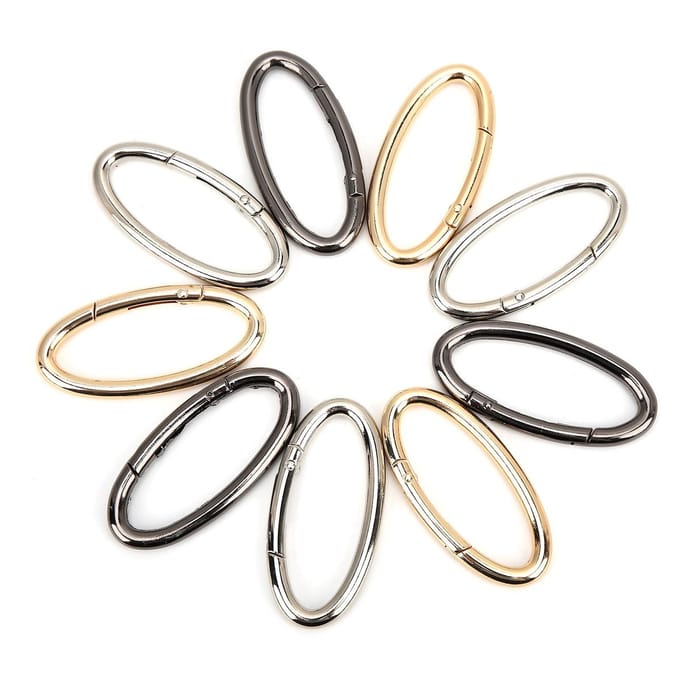 Dailygoods - 9 Stuks Karabijnhaken - Ovaal, Open, Rond, Sleutelhanger en Gespsluiting