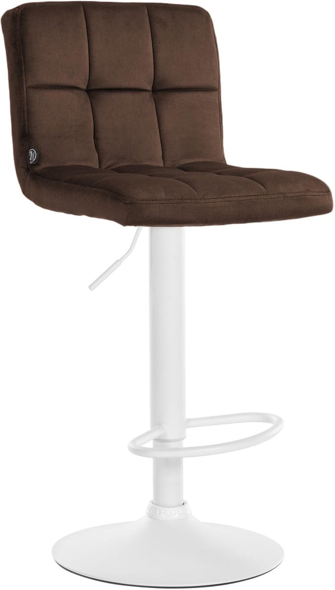 CLP Peru Barkruk - Met rugleuning - Voetsteun - Fluweel - Velvet - wit/bruin