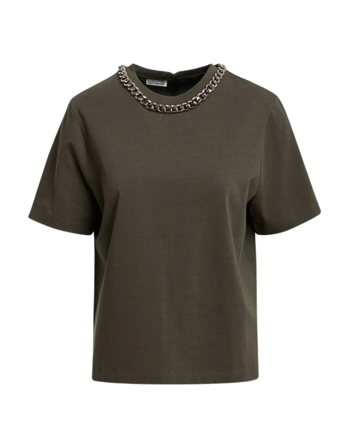 Essentiel Antwerp T-shirt With Chain T-shirts Groen Klaim