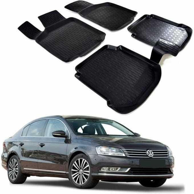 SCOUTT Tapis de sol 3D Volkswagen PASSAT B7 - Caoutchouc Premium - Noir - Sur mesure noir