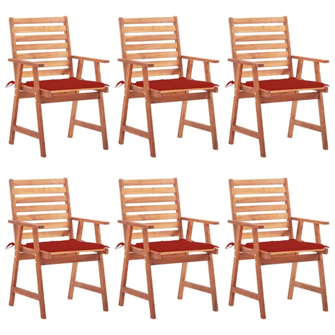 vidaXL Tuinstoelen 6 st met kussens massief acaciahout