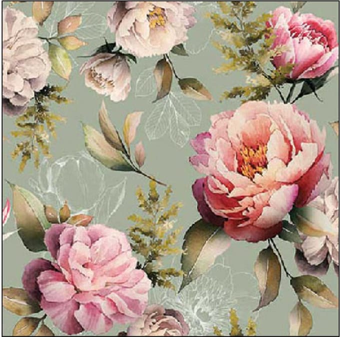 Ambiente Servet 25x25cm Peonies