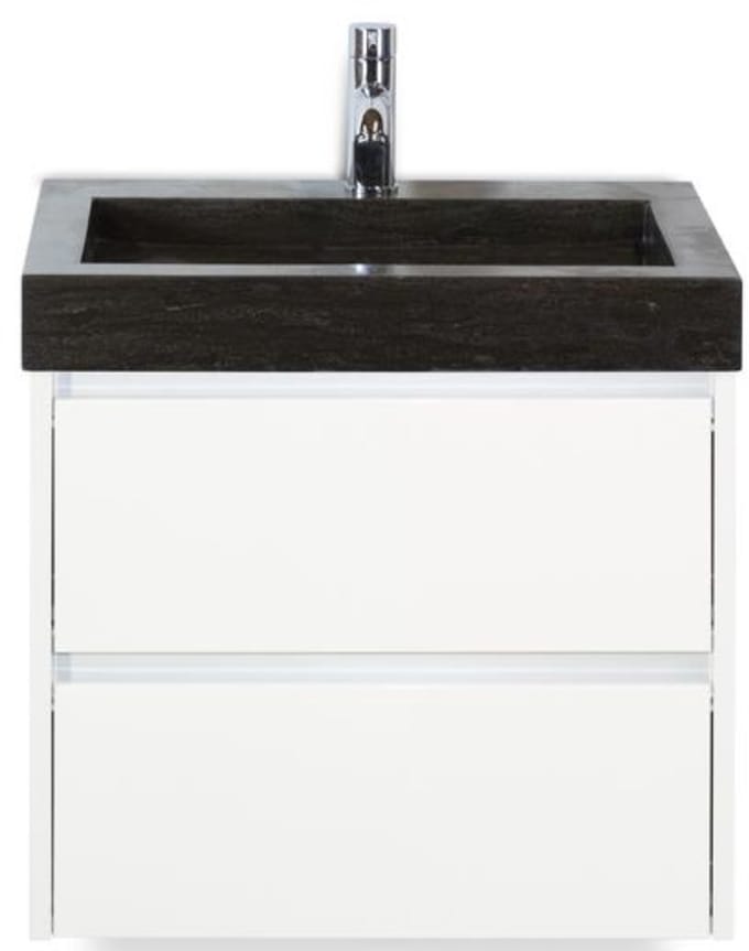 Dante Badmeubelset 60 cm - Wit Hoogglans - Wastafel Hardsteen Wit Lucca