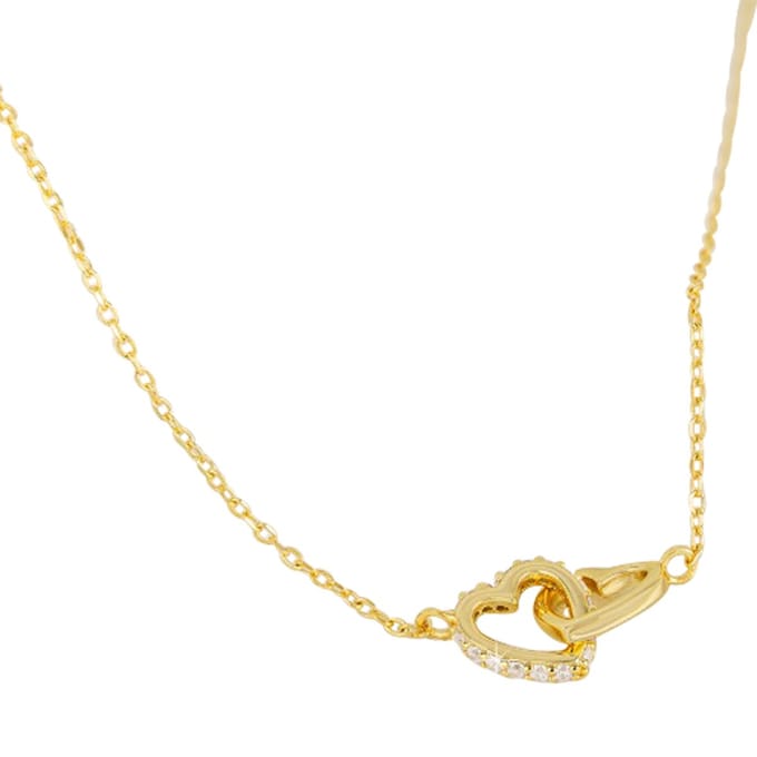 Hartjes Ketting Pavé met Kristallen - Goud