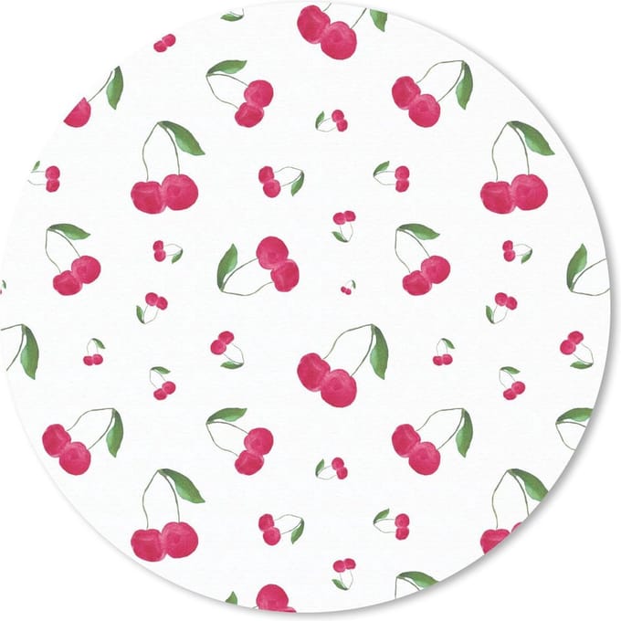 Muismat rond 20x20 cm - Mousepad Kers - Aquarelverf - Fruit - Ronde muismatten