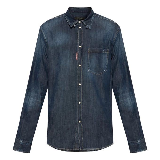 Dsquared2 Dark Wash Tab Shirt Donkerblauw