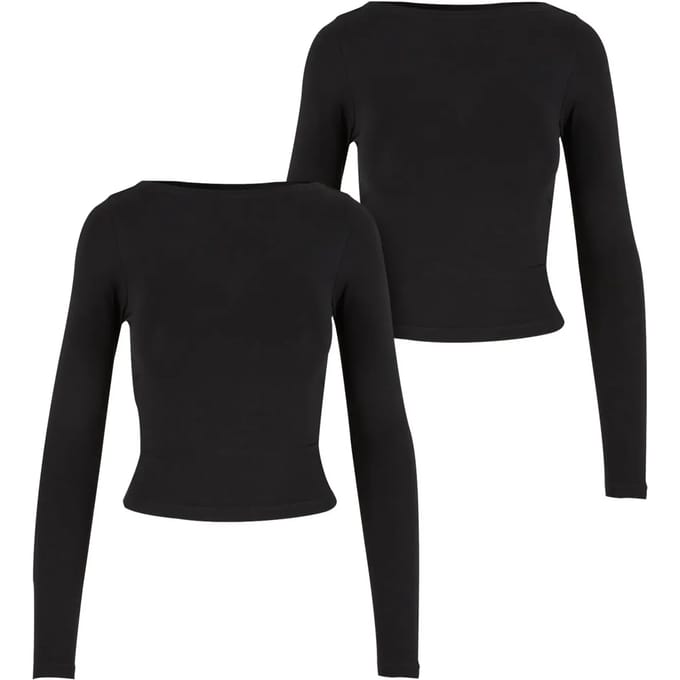 Urban Classics - Ruffled Super Slim 2-pack Longsleeve top - 5XL - Zwart/Zwart