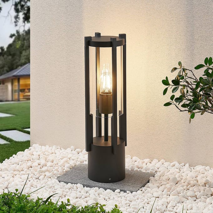 Lucande - Sokkellamp - 1licht - Gegoten aluminium, glas - H: 50 cm - E27 - antraciet