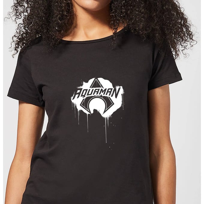 Justice League Graffiti Aquaman Women's T-Shirt - Black - S