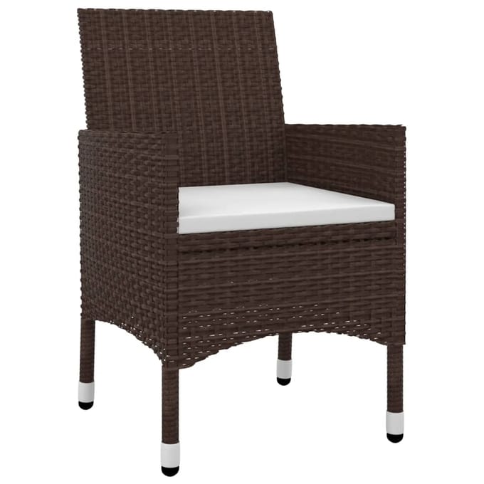 vidaXL - 5-delige - Tuinset - met - kussens - poly - rattan - en - glas