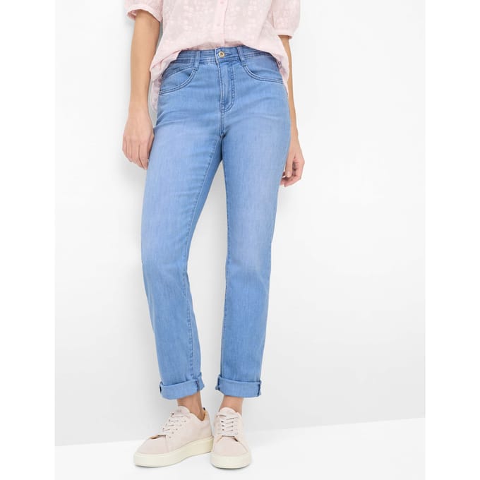 Brax Dames Jeans  Style MARY USED LIGHT BLUE, denim lichtblauw, maat 46L