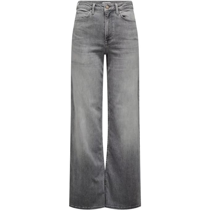 Only grijze dames jeans   High waist   Madison   Stonewash wassing   Wide leg fit   5-Pocket zakken   Knoop- en ritssluiting   High waist Grijs M/30