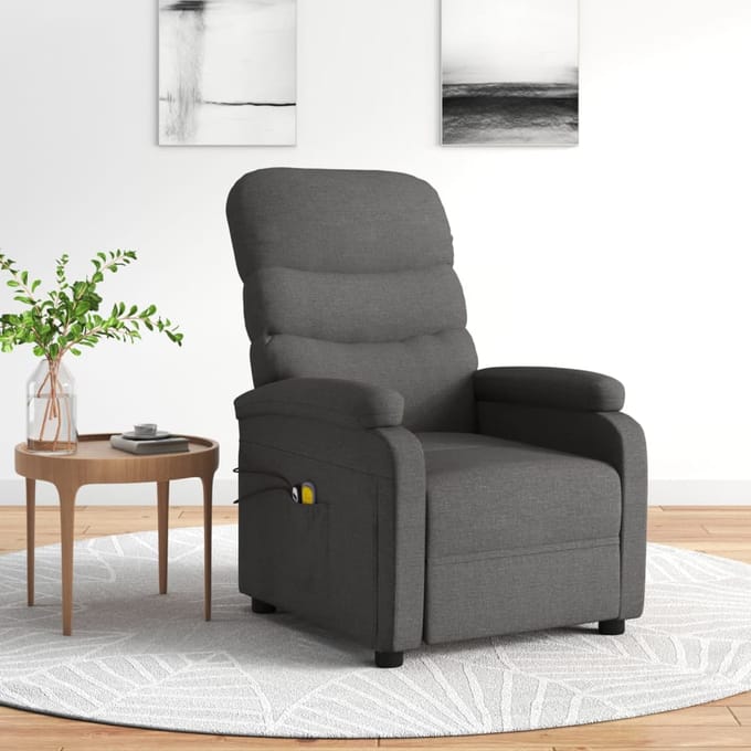 vidaXL - Massagestoel - elektrisch - stof - donkergrijs