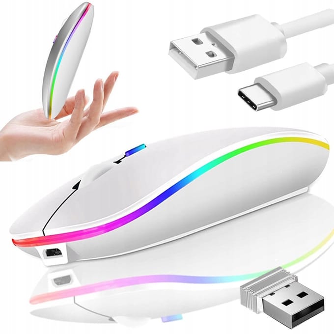 Slanke draadloze gamingmuis voor pc's en laptops - Oplaadbare 2,4 GHz Bluetooth optische muis
