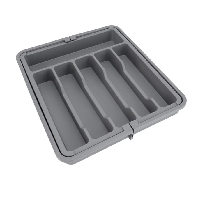 Besteklade Organizer Uitschuifbare Bestek- en Eetgerei Houder Keukengerei Organizer gray