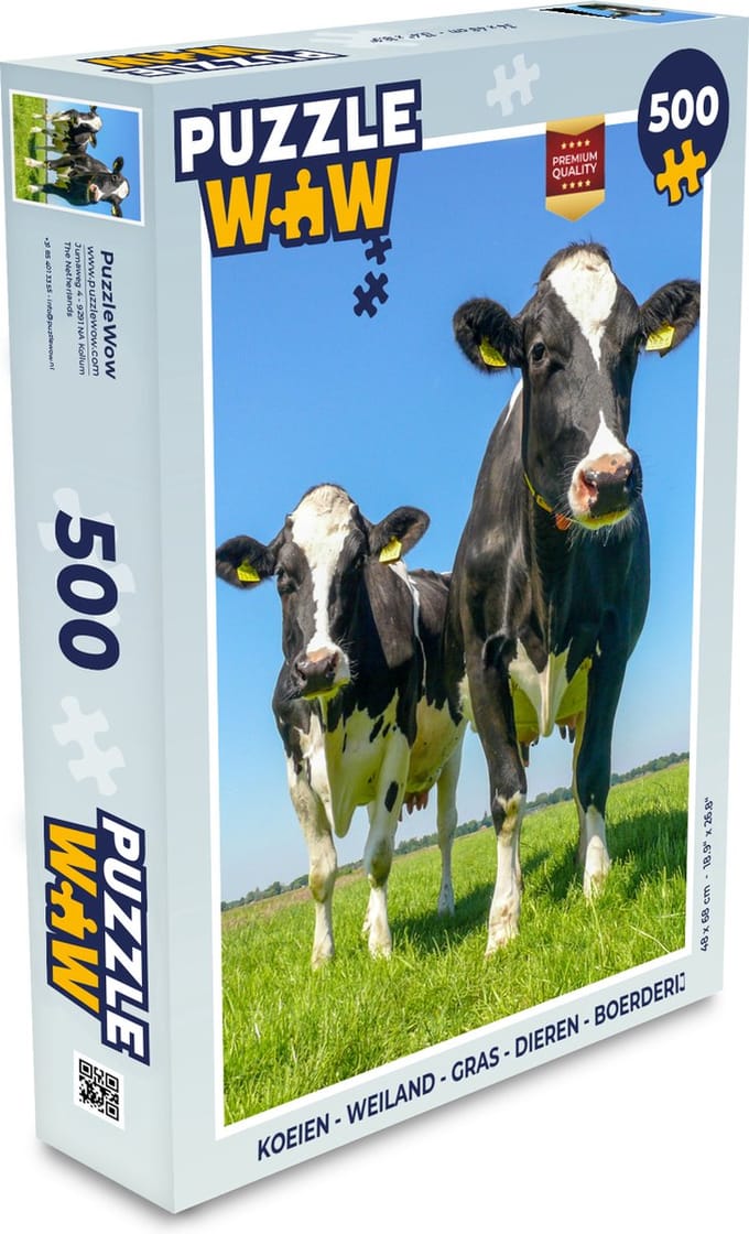 Puzzel Koeien - Weiland - Gras - Dieren - Boerderij - Legpuzzel - Puzzel 500 stukjes