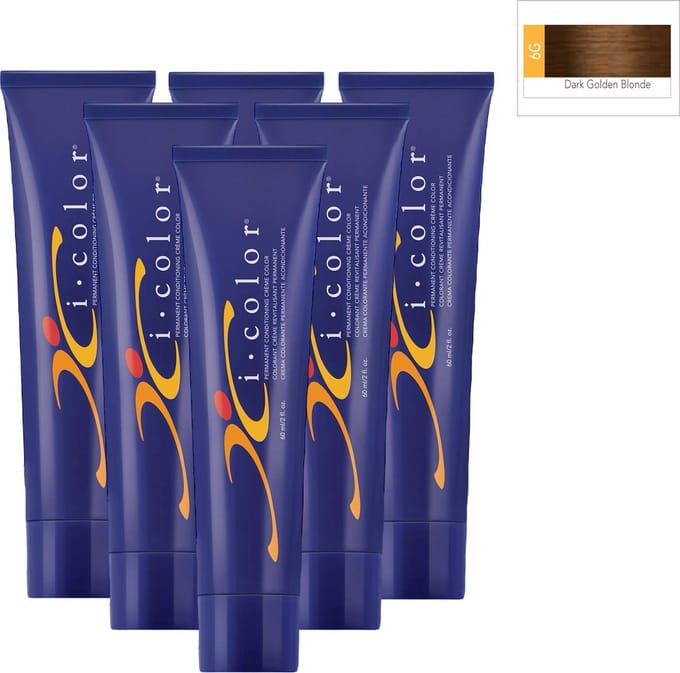 ISO i color Permanent Conditioning Crème Color 60ml 6G Dark Golden Blonde x 6 tubes