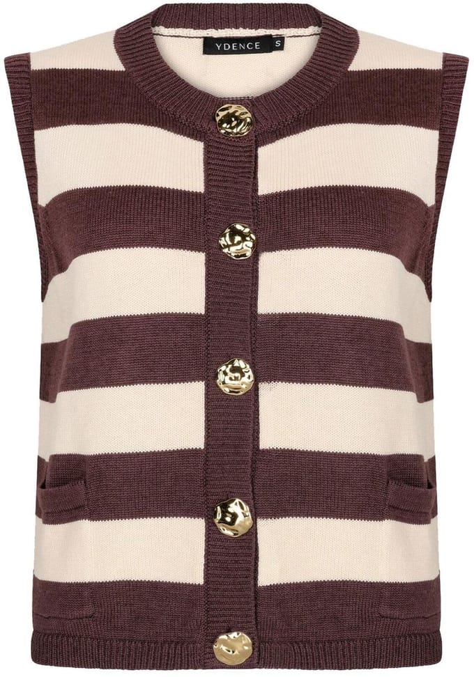 Ydence Gilet Knitted Top Judith Hsk2603 Brown/ecru Dames Maat - S