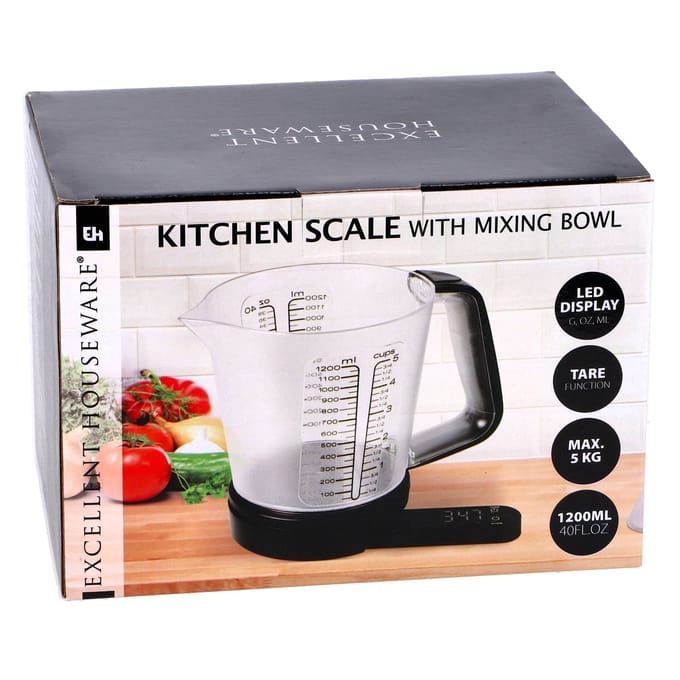 Keukenweegschaal met Maatbeker - 1200 ml - tot 5 kg