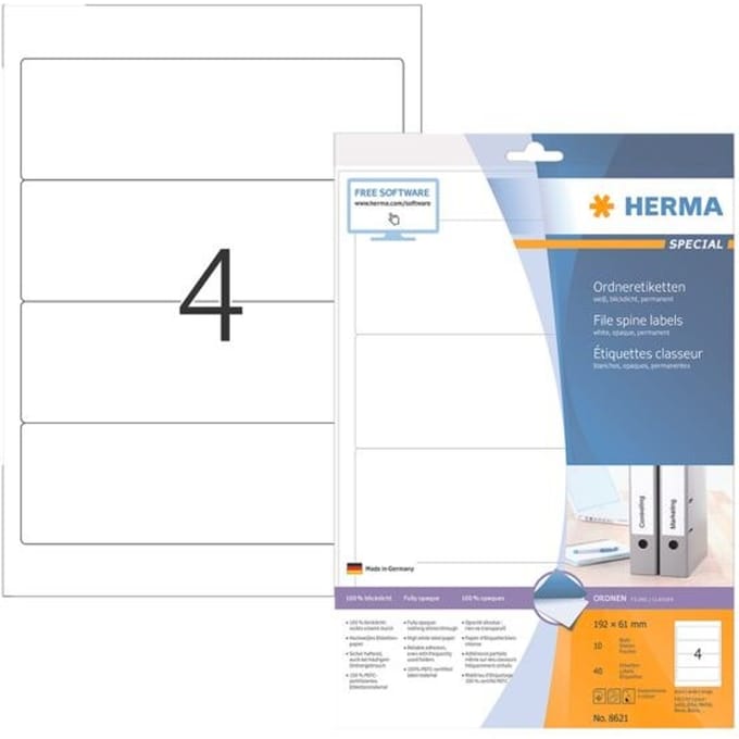 Rugetiket HERMA 8621 breed 61x192mm zelfklevend wit