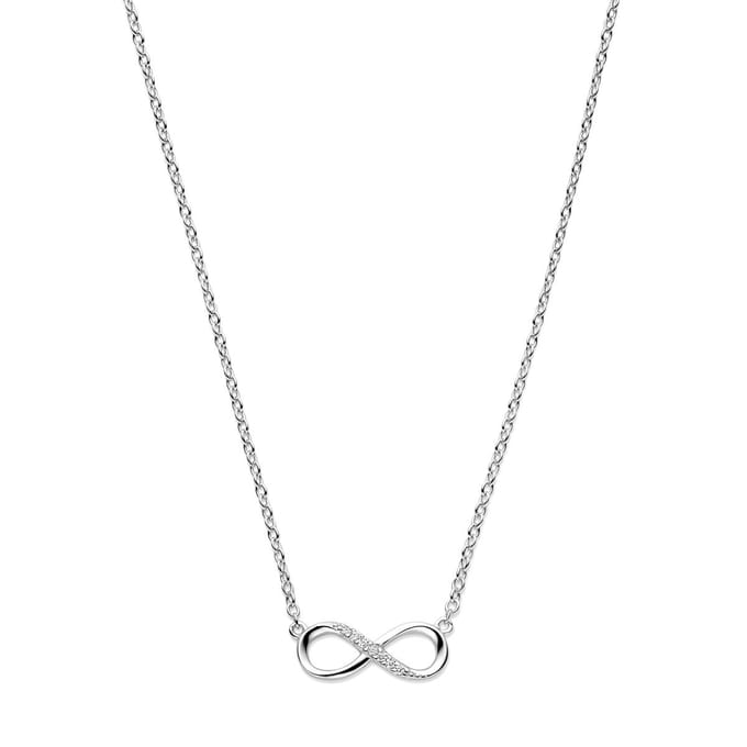 zilver gerhodineerd collier infinity zirkonia 41 + 4 cm 1337218