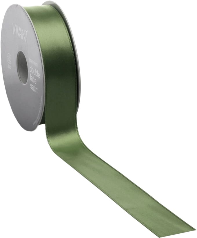 Mosgroen Satijnlint – 25 mm × 25 m – double face satijn