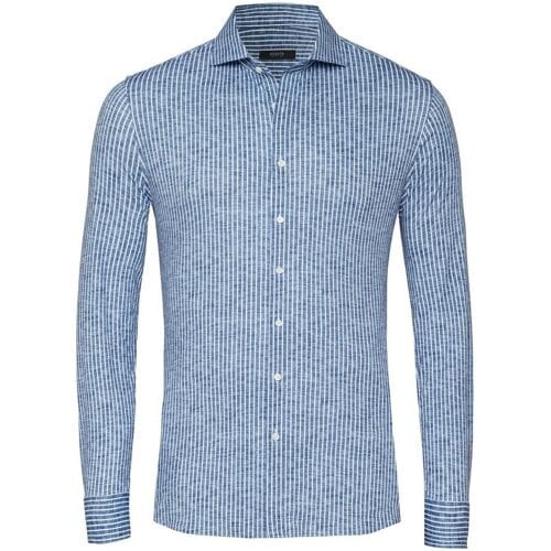 Desoto Luxury Overhemd Linnen Look Stripe Denim Blue / male