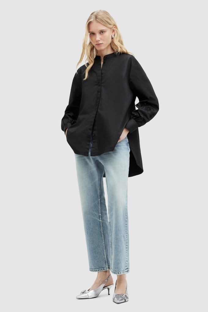 AllSaints Marcie Val Shirt Black Größe: 2 | Longsleeves Outlet | Damen | Schwarz