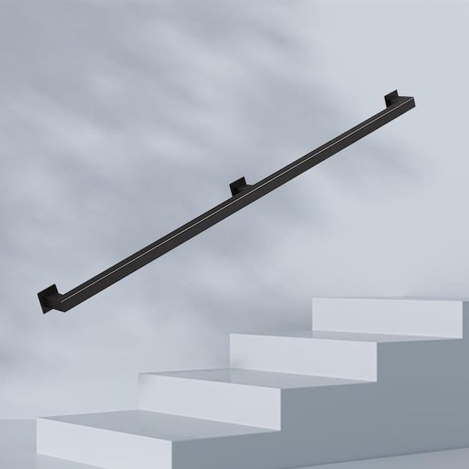 Trapleuning metaal - Steunrail buiten - Veilig traplopen - Roestwerende coating - 200cm lengte - Zwart