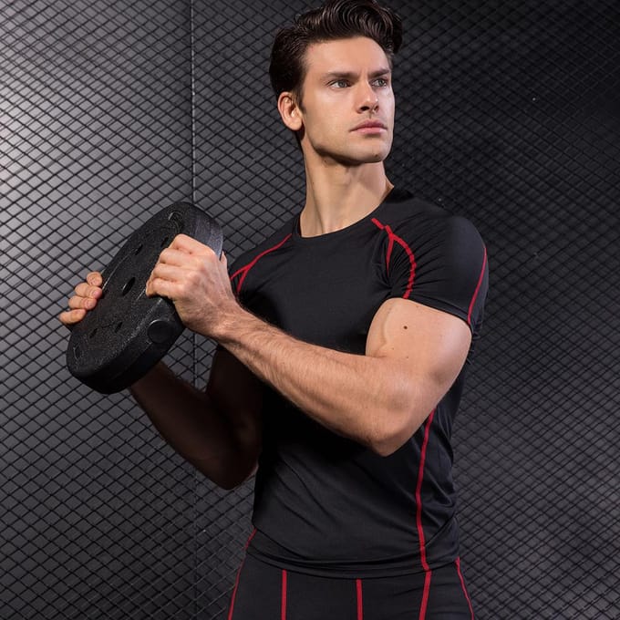 Lixada Pack de 3 Hommes Chemise de Compression à Manches Courtes Quick Dry Running Combo AXXL gray