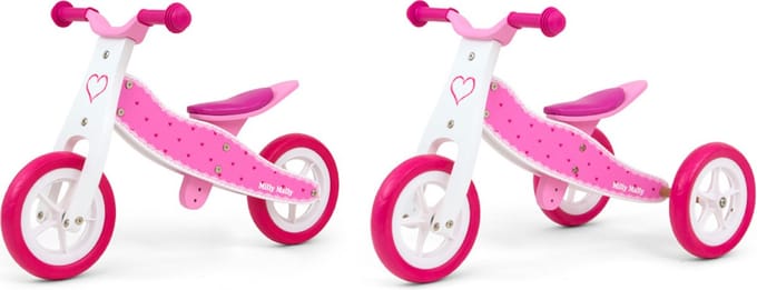 Milly Mally Loopfiets/Driewieler 2in1 Look - Hart/Roze